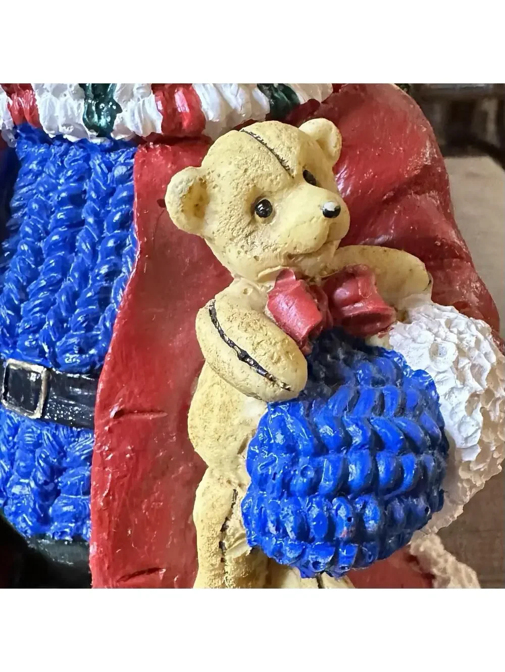 Vintage Christmas Teddy Bear Figurines Set of 2 Holiday Decor Resin